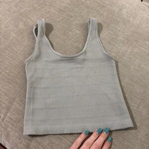Gray Ribbed Tank Top